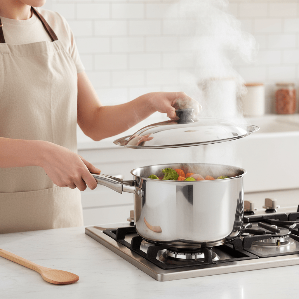 CookShield Stainless Steel Universal Lid — Compatible Fit for Pans and Woks