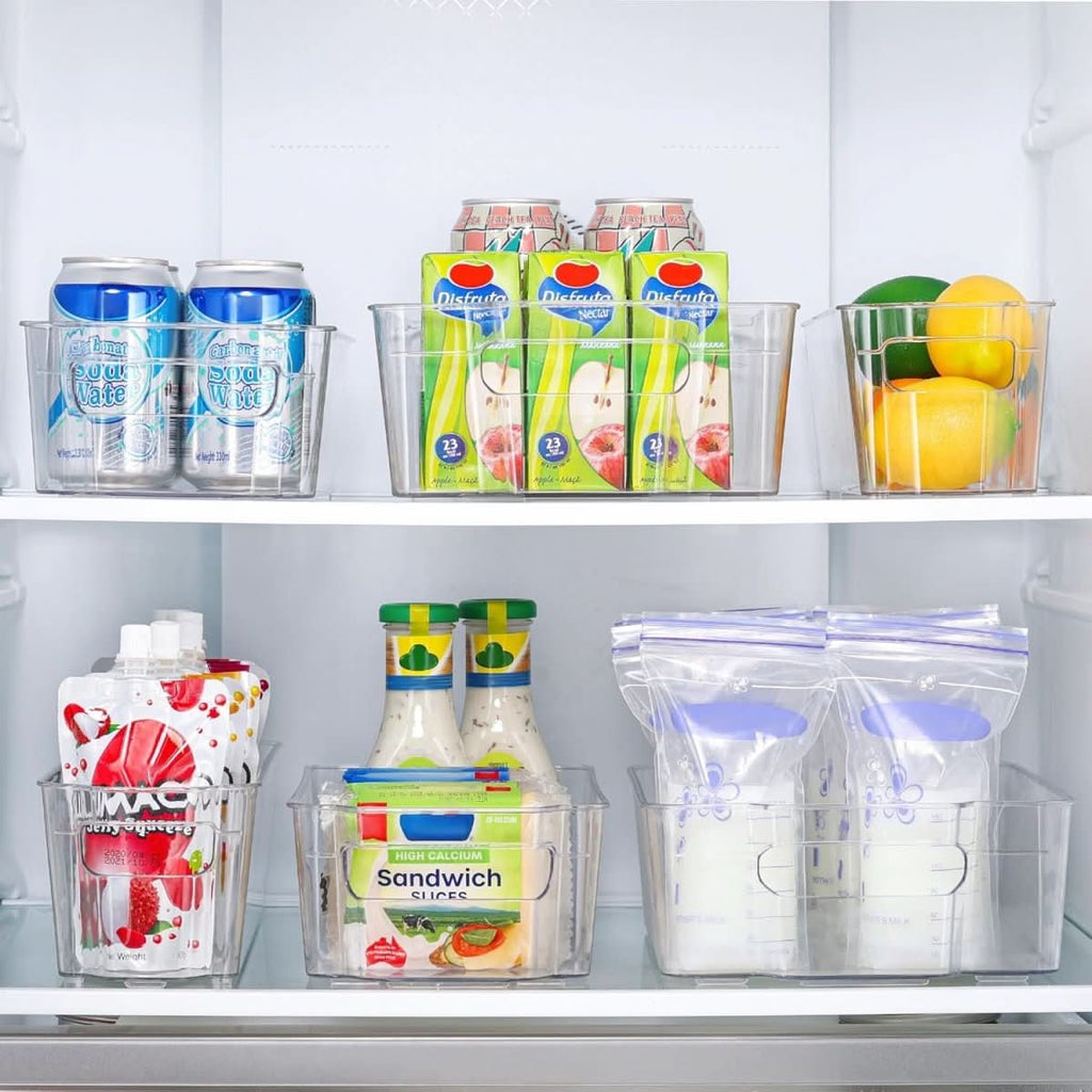 COOLORGANIZE průhledné přihrádky do lednice — sada 4 kusů, různé velikosti