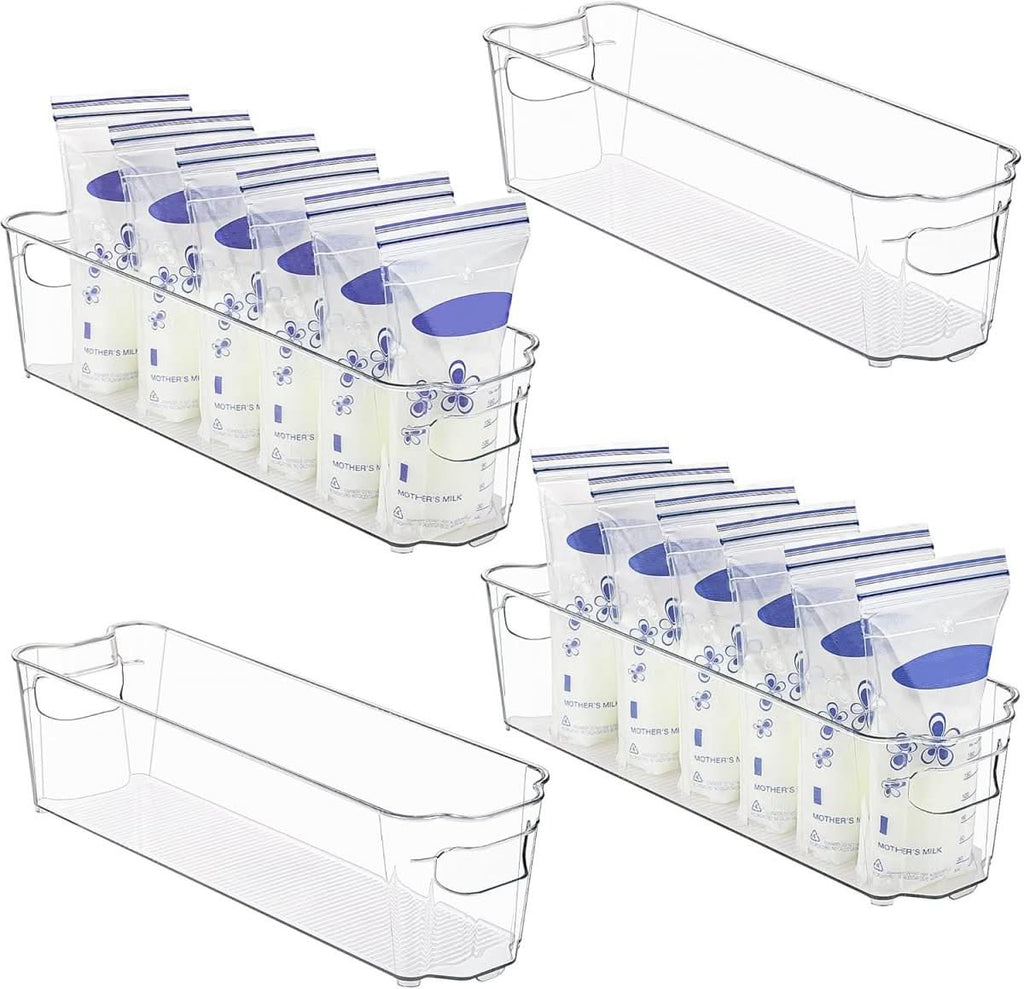 COOLORGANIZE průhledné přihrádky do lednice — sada 4 kusů, různé velikosti