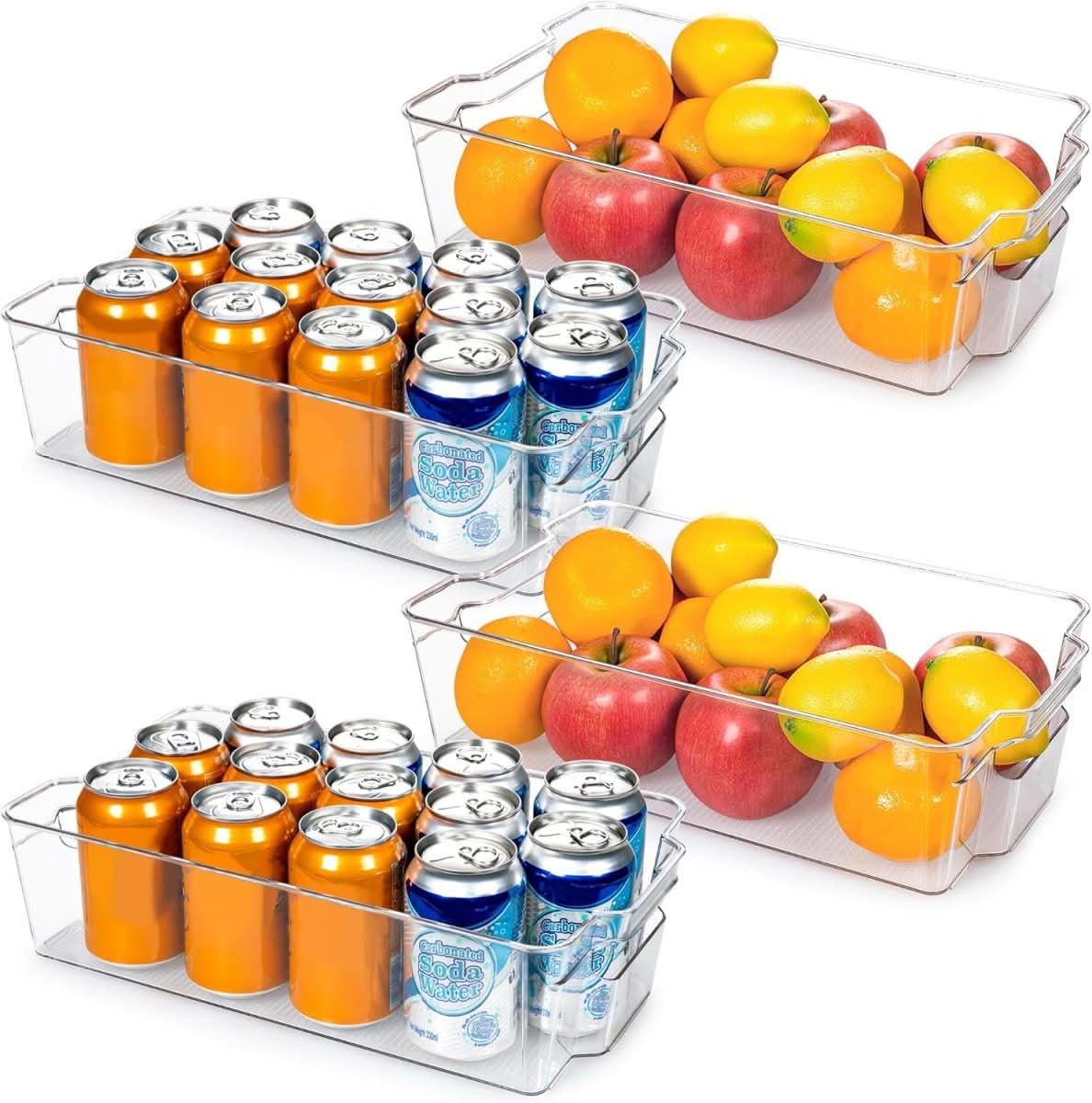 COOLORGANIZE průhledné přihrádky do lednice — sada 4 kusů, různé velikosti