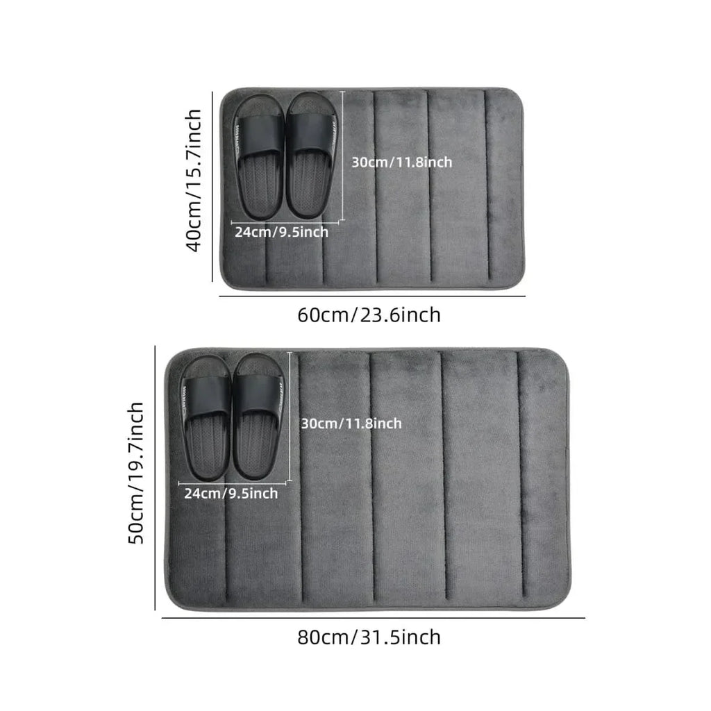 Coral Velvet Plush Microfiber Bath Mat — Absorbent Surface, Non-Slip Backing
