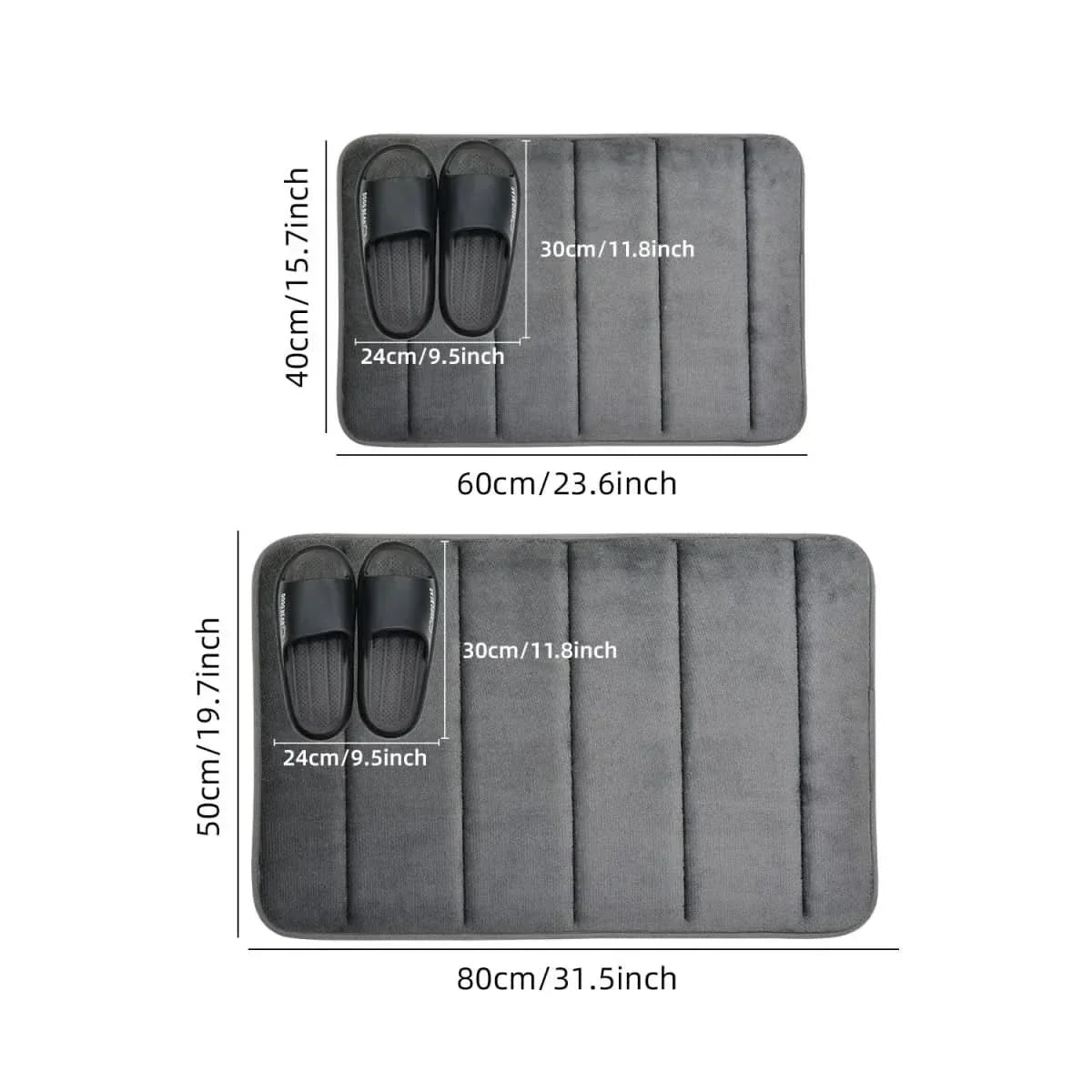 Coral Velvet Plush Microfiber Bath Mat — Absorbent Surface, Non-Slip Backing