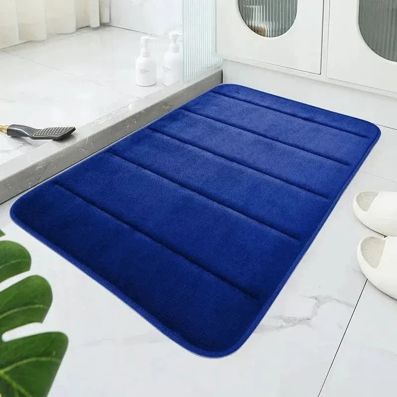 Coral Velvet Plush Microfiber Bath Mat — Absorbent Surface, Non-Slip Backing