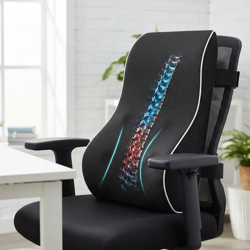 CoreSpine Memory Foam Back Support Pillow — Ergonomic Spine Contour, Adaptive Lumbar Shape