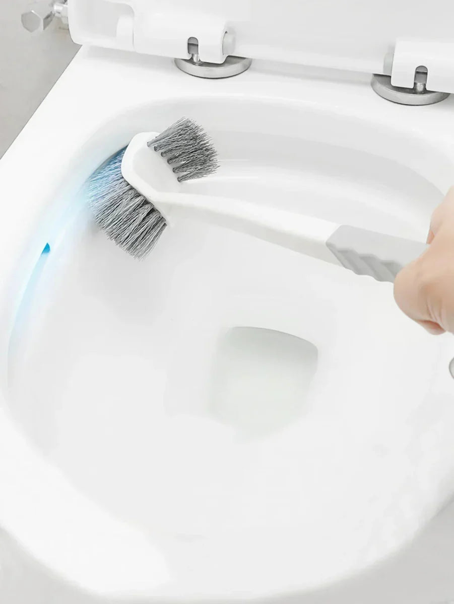 CornerMax oboustranný nástěnný kartáč na toaletu — kompaktní provedení, dlouhá rukojeť