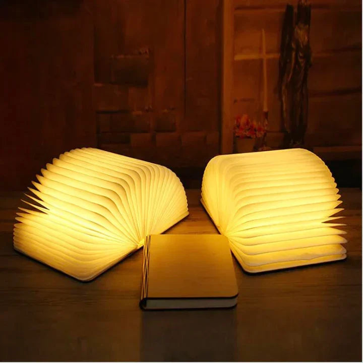 Lampka LED do książki — ciepłe światło, dekoracyjny drewniany design