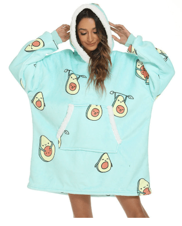 Cozivo Hooded Fleece Blanket — Relaxed Sleeves, Open Front