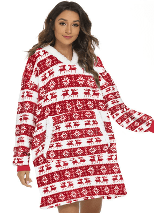 Cozivo Hooded Fleece Blanket — Relaxed Sleeves, Open Front