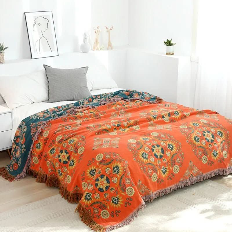 Deka Cozy Luxe z bavlny — boho žakárový vzor, měkká prodyšná struktura