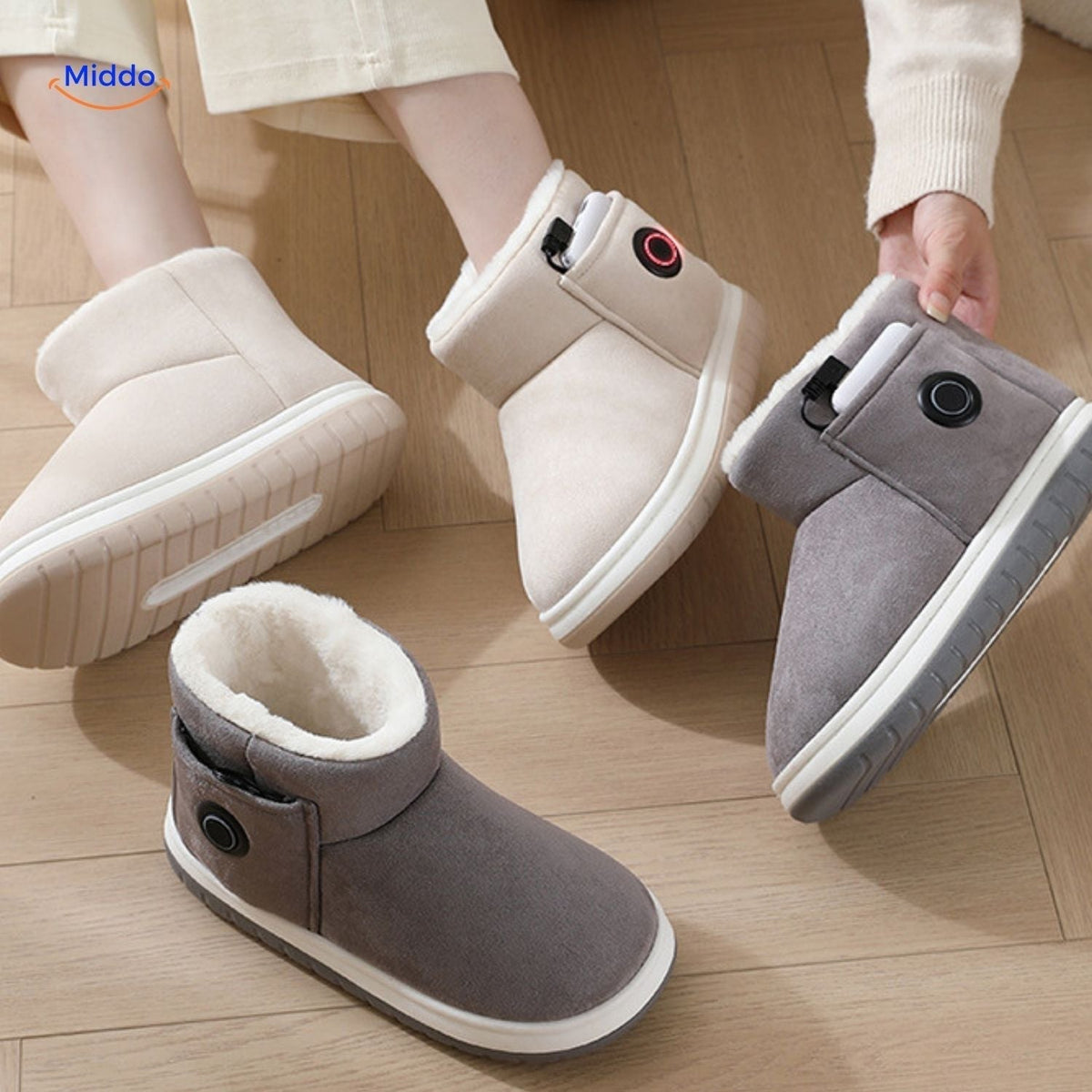 Oplaadbare verwarmde winterslippers, maat 36-45