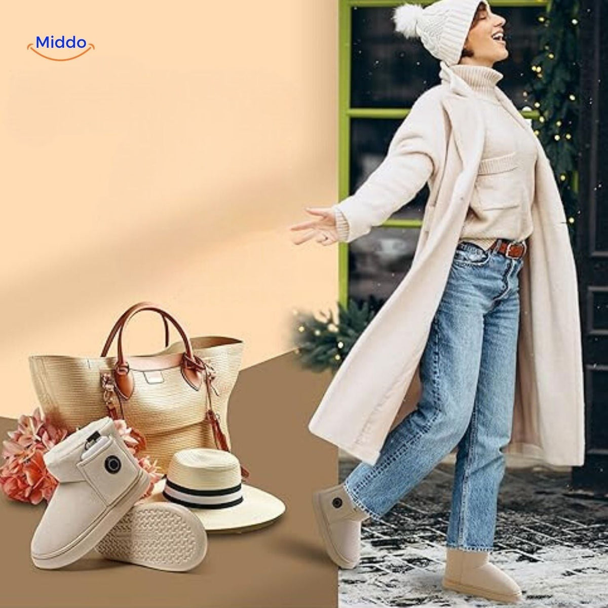 Oplaadbare verwarmde winterslippers, maat 36-45