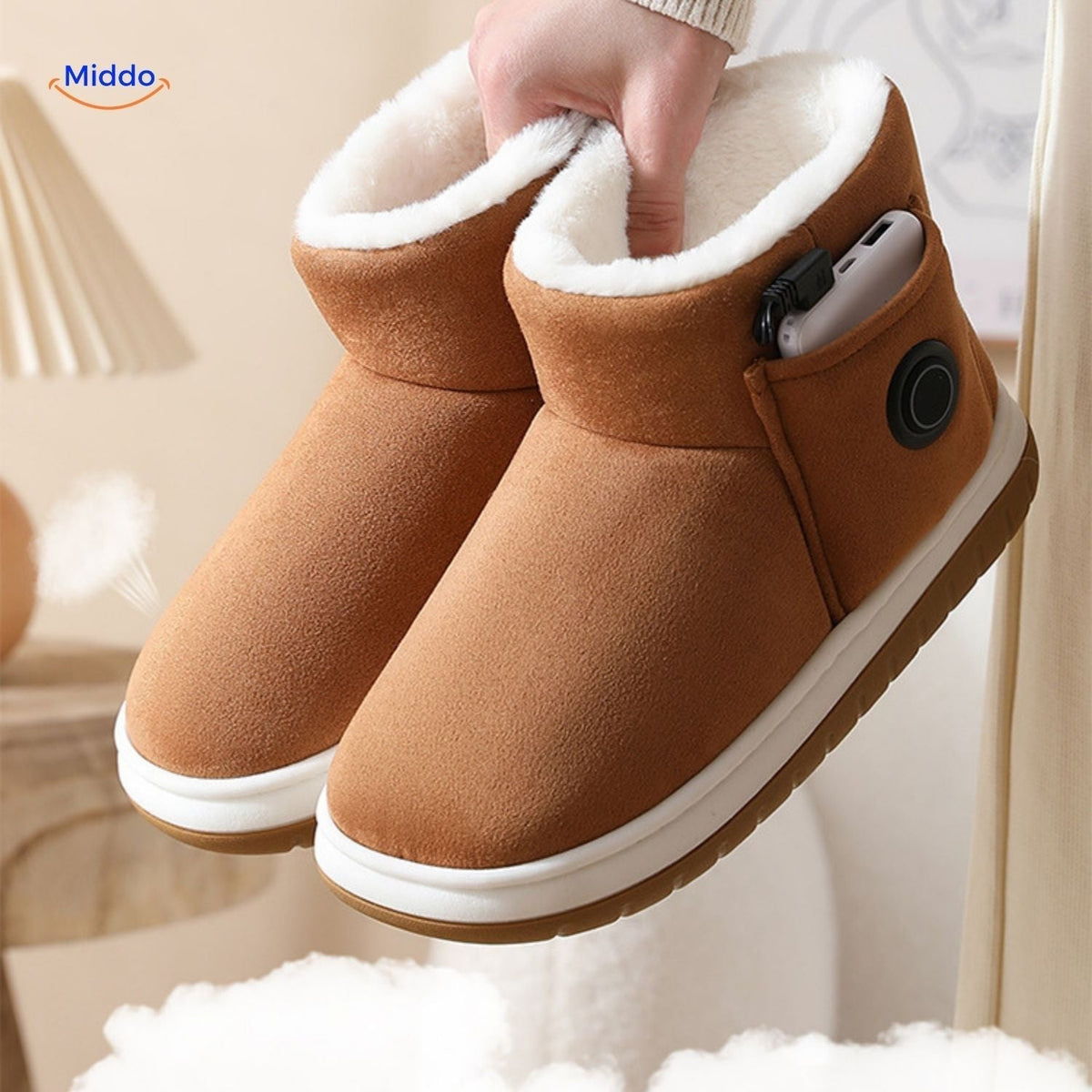 Oplaadbare verwarmde winterslippers, maat 36-45