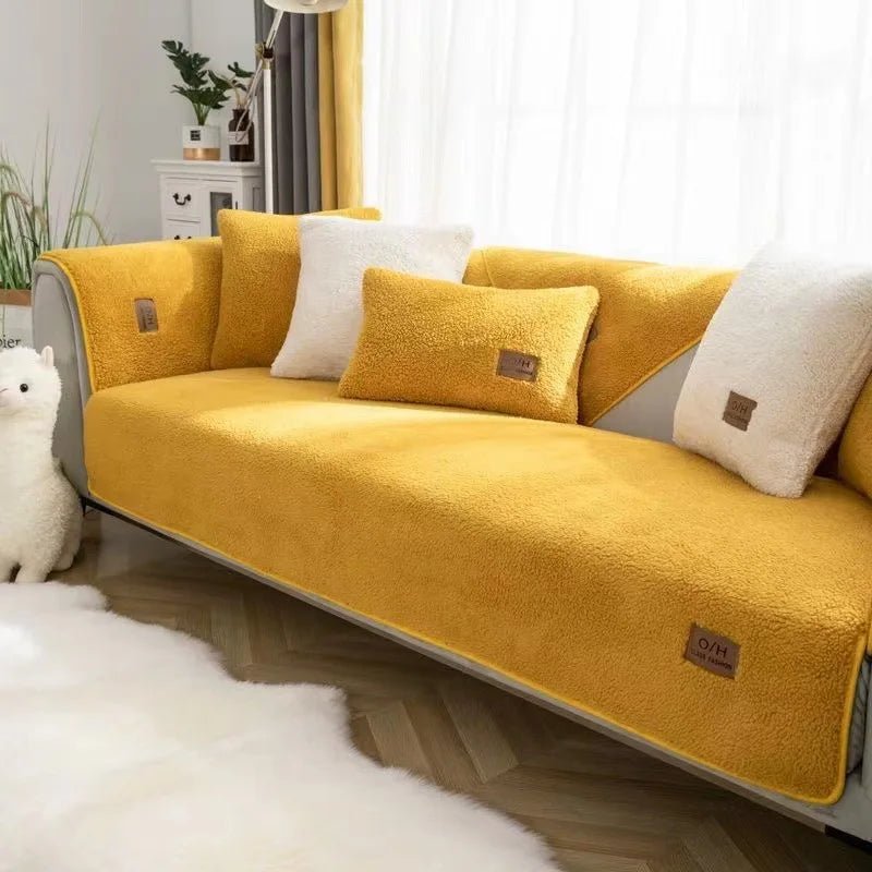 COZYSHEAR-pehmeä lampaankarvainen sohvanpäällinen — tiheä kudonta, tahrankestävä