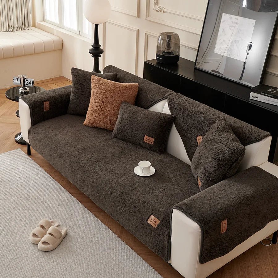 COZYSHEAR-pehmeä lampaankarvainen sohvanpäällinen — tiheä kudonta, tahrankestävä