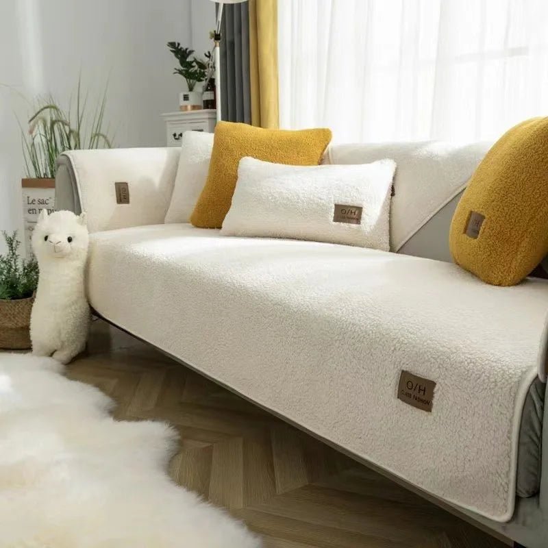 COZYSHEAR-pehmeä lampaankarvainen sohvanpäällinen — tiheä kudonta, tahrankestävä