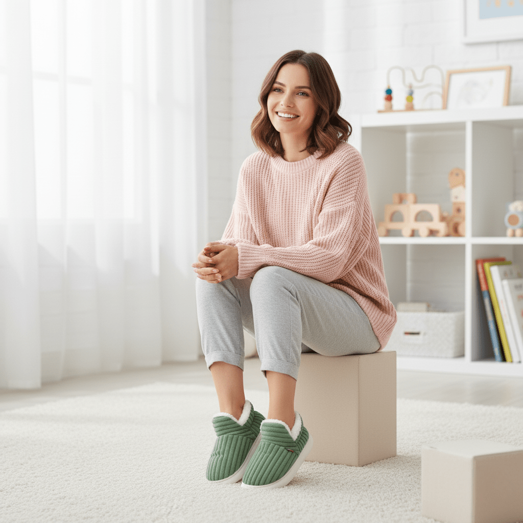 COZYWALK 冬用あったかスリッパ - 保温性のある内側、クッション性のあるフットベッド