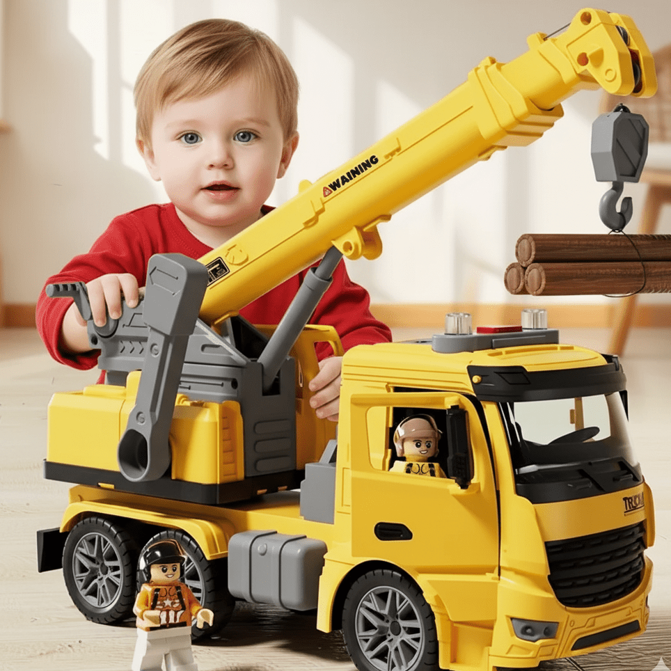 CraneMax Junior Realistic Construction Crane Toy — Rotating Arm, Built-In Lights and Sound