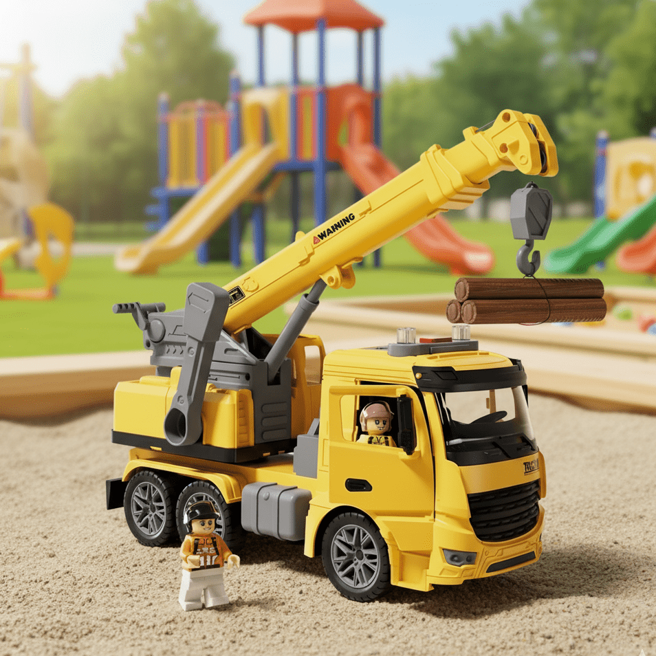 CraneMax Junior Realistic Construction Crane Toy — Rotating Arm, Built-In Lights and Sound