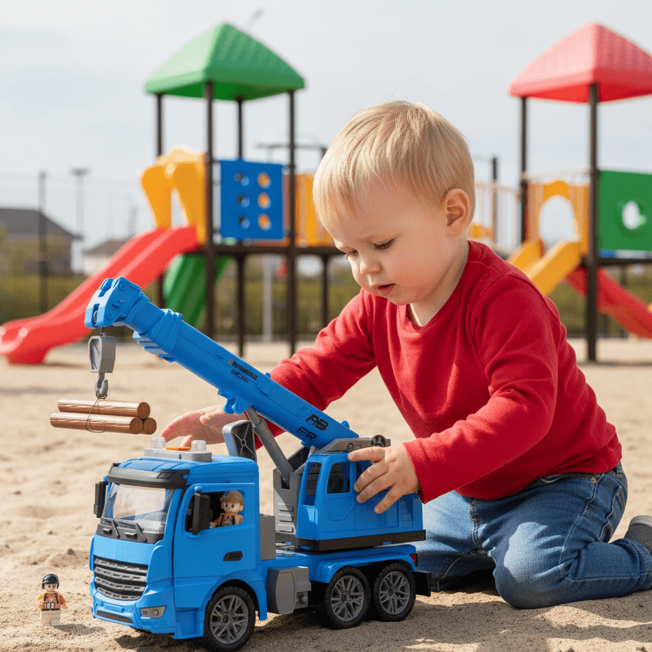CraneMax Junior Realistic Construction Crane Toy — Rotating Arm, Built-In Lights and Sound