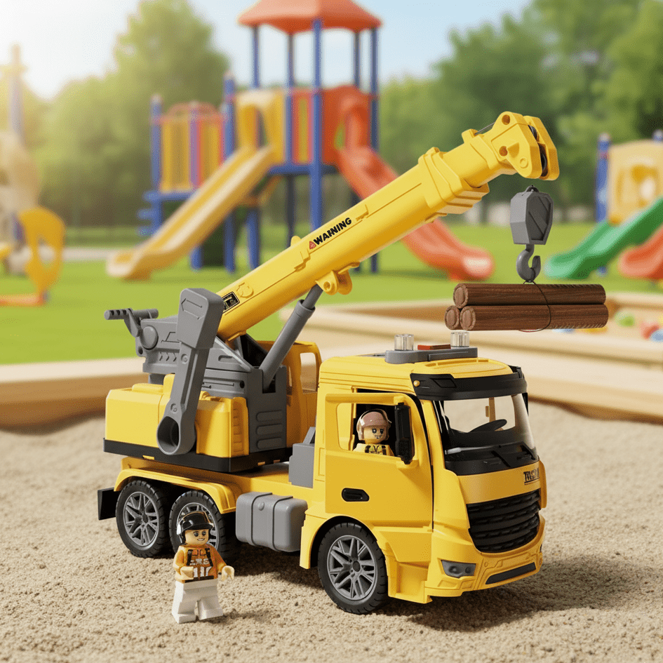CraneMax Junior Realistic Construction Crane Toy — Rotating Arm, Built-In Lights and Sound