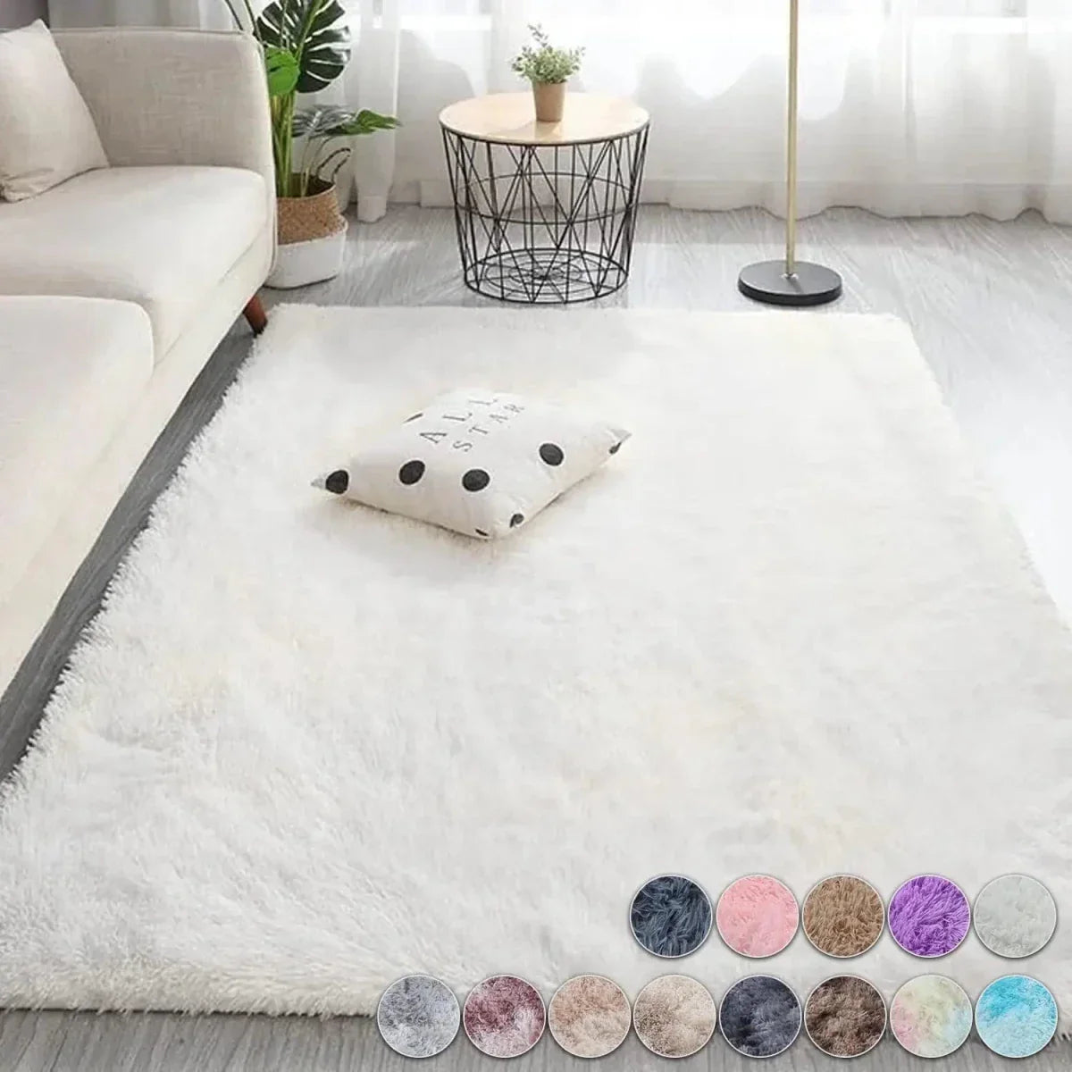 Tapis en laine douce Creamora, blanc crème, texture moelleuse sous les pieds