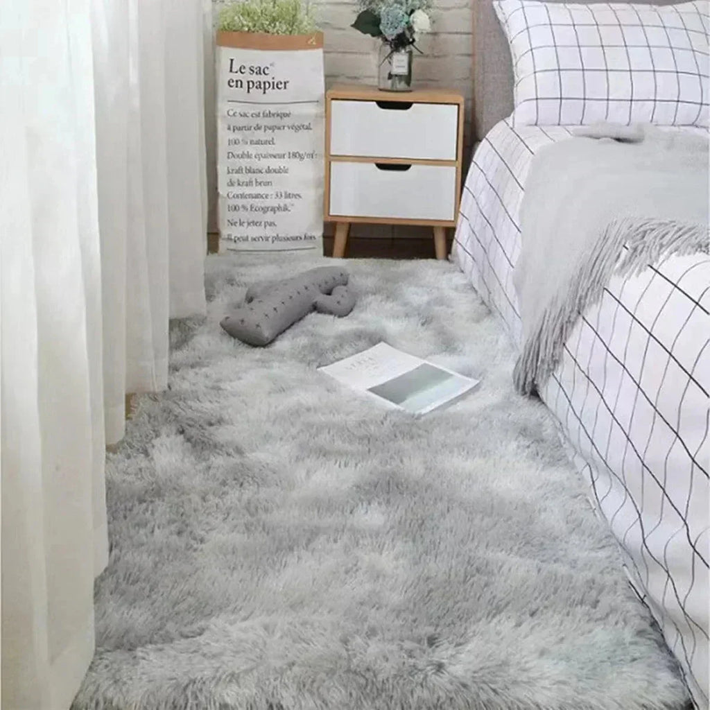 Tapis en laine douce Creamora, blanc crème, texture moelleuse sous les pieds