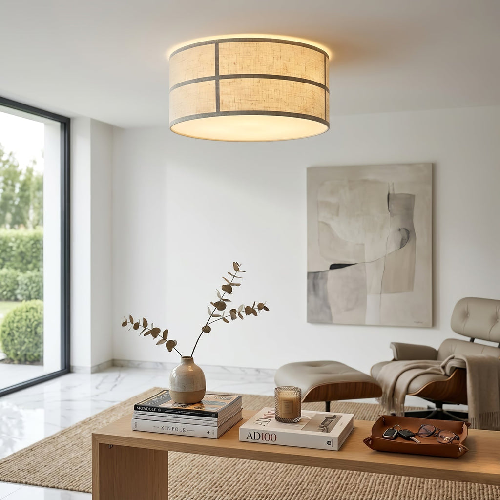 Crosshatch Linen Fabric Ceiling Light | wildoxy