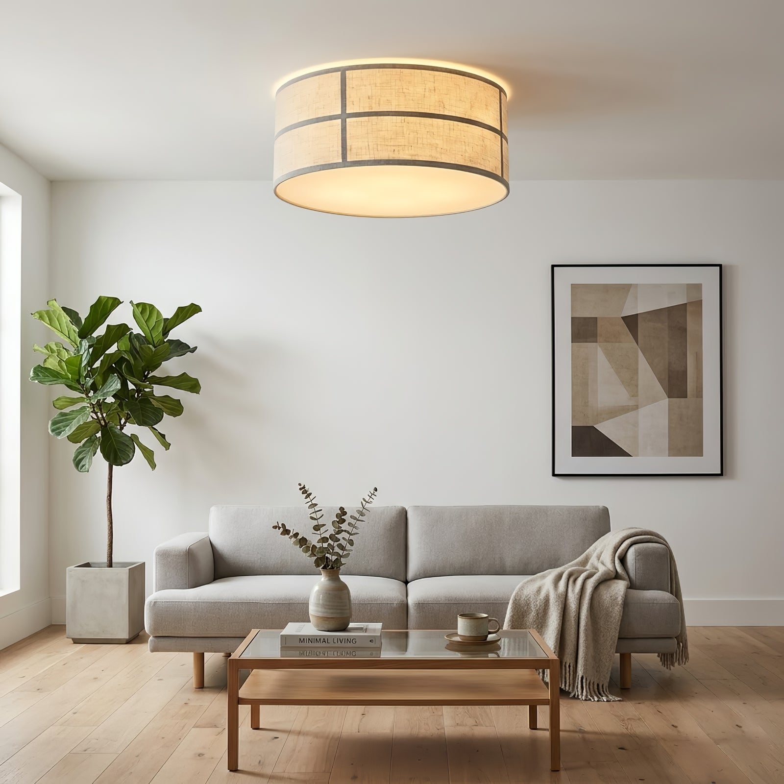 Crosshatch Linen Fabric Ceiling Light | wildoxy