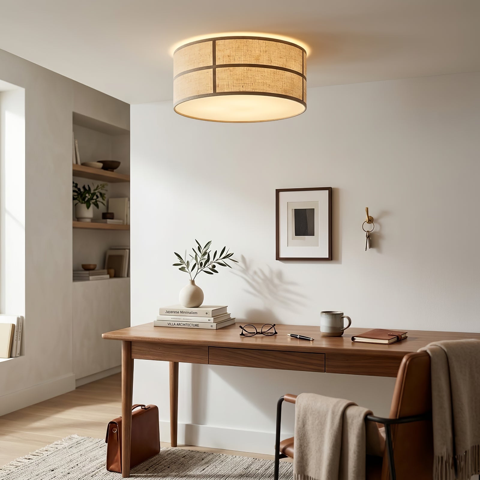 Crosshatch Linen Fabric Ceiling Light | wildoxy