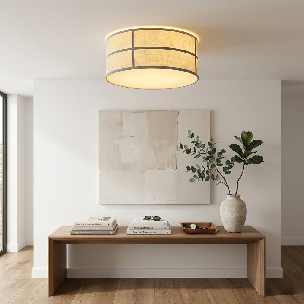 Crosshatch Linen Fabric Ceiling Light | wildoxy