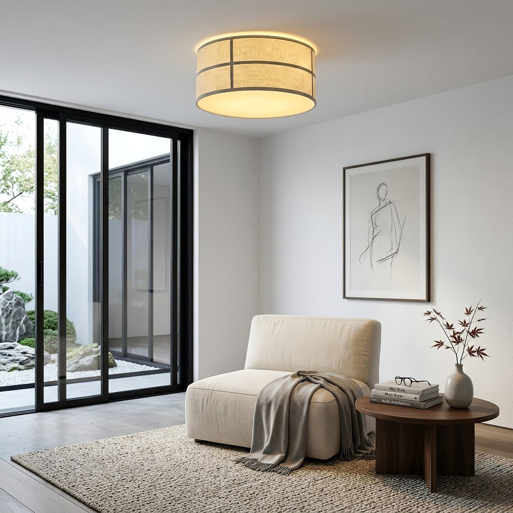 Crosshatch Linen Fabric Ceiling Light | wildoxy