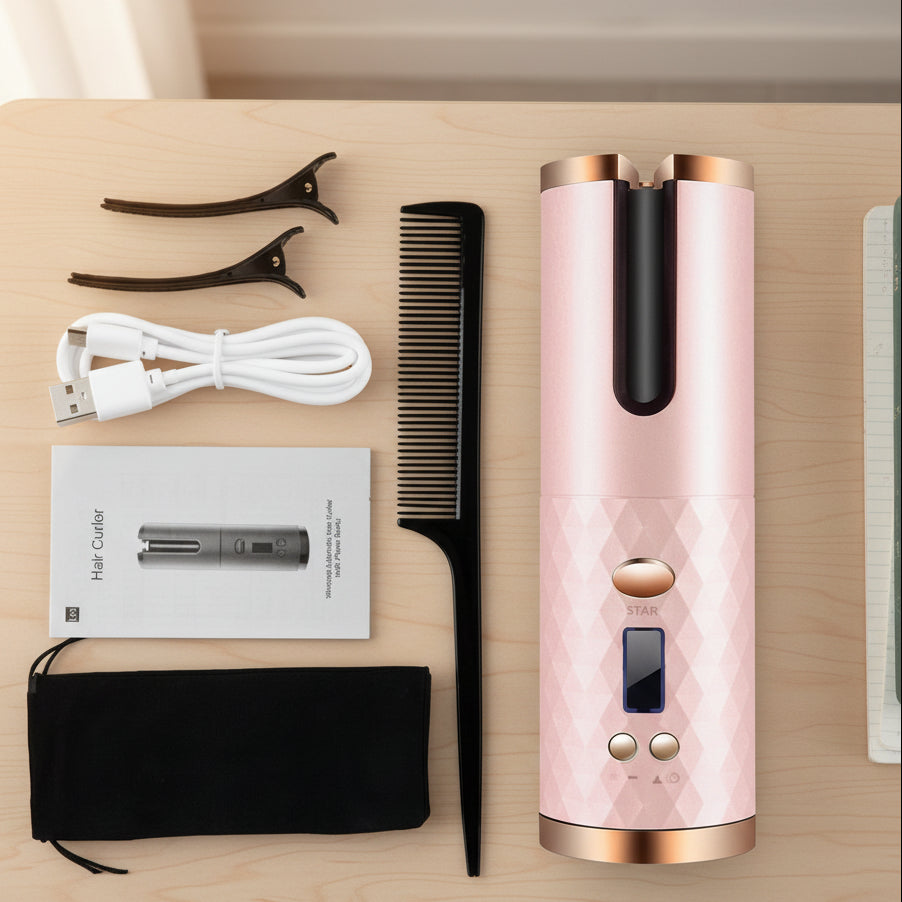 CURLMASTER Wireless Auto Curling Iron — Rechargeable Battery, Smart Heating System