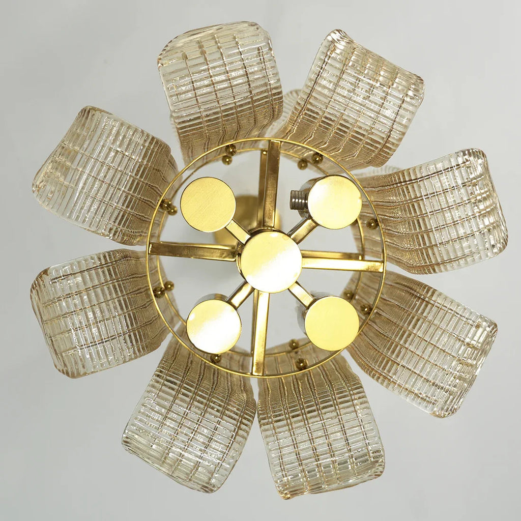 Curved Glass Slat Drum Chandelier | wildoxy