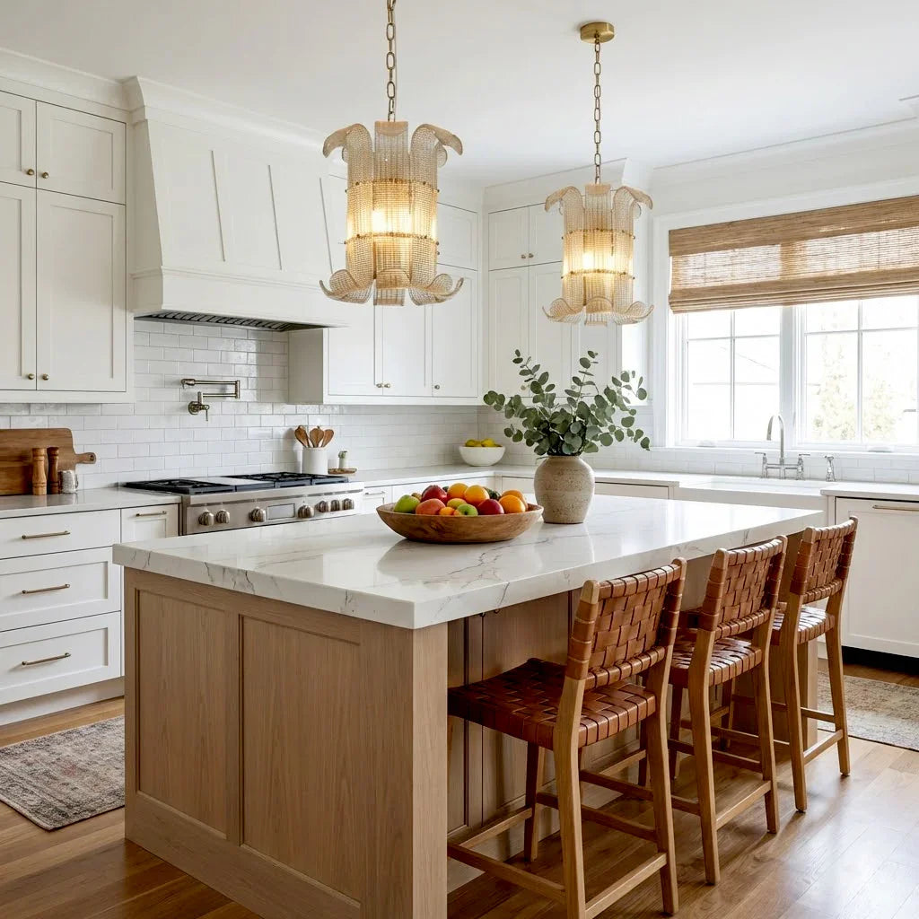 Curved Glass Slat Drum Chandelier | wildoxy
