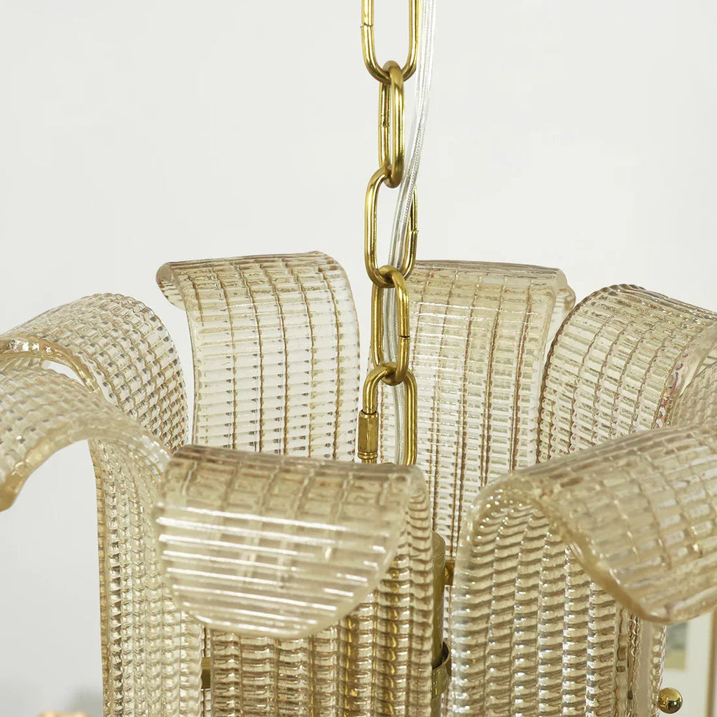 Curved Glass Slat Drum Chandelier | wildoxy