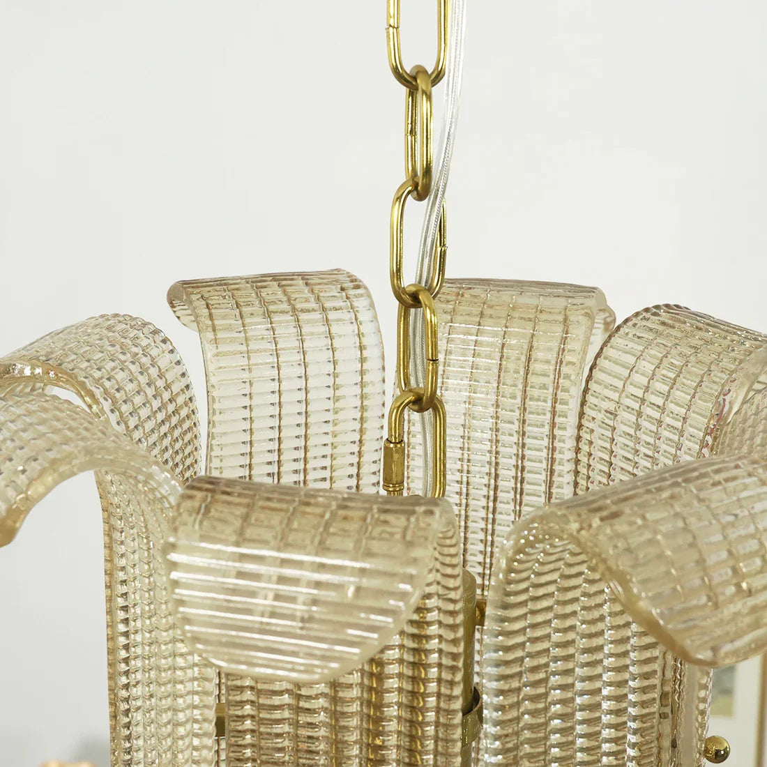 Curved Glass Slat Drum Chandelier | wildoxy