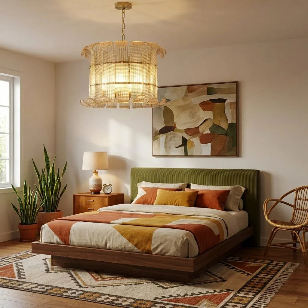 Curved Glass Slat Drum Chandelier | wildoxy