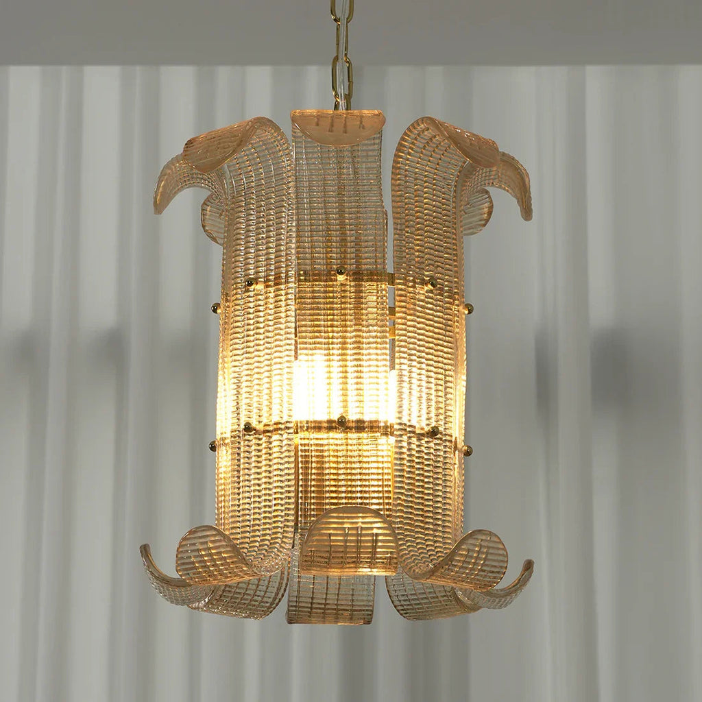 Curved Glass Slat Drum Chandelier | wildoxy