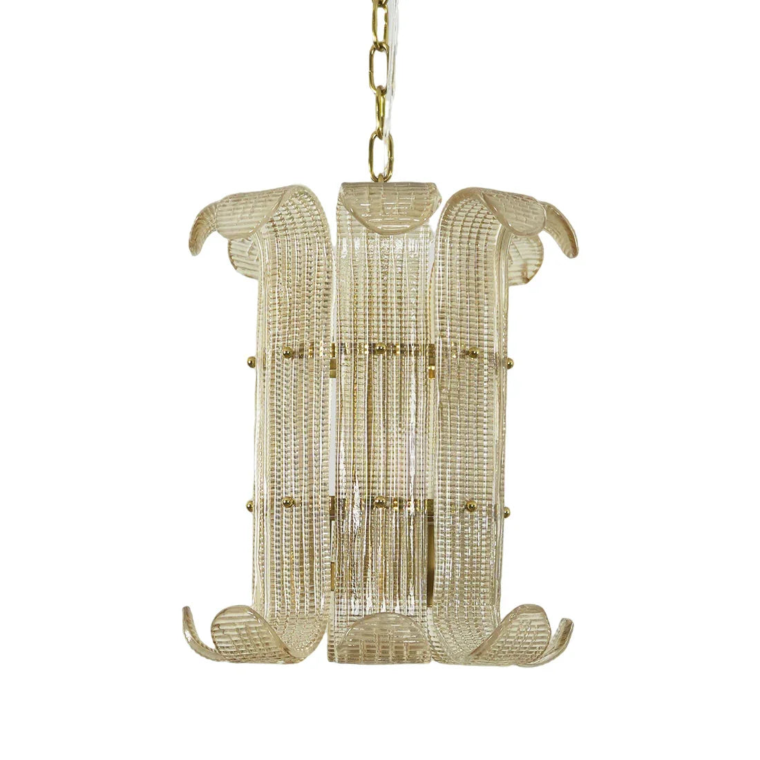 Curved Glass Slat Drum Chandelier | wildoxy