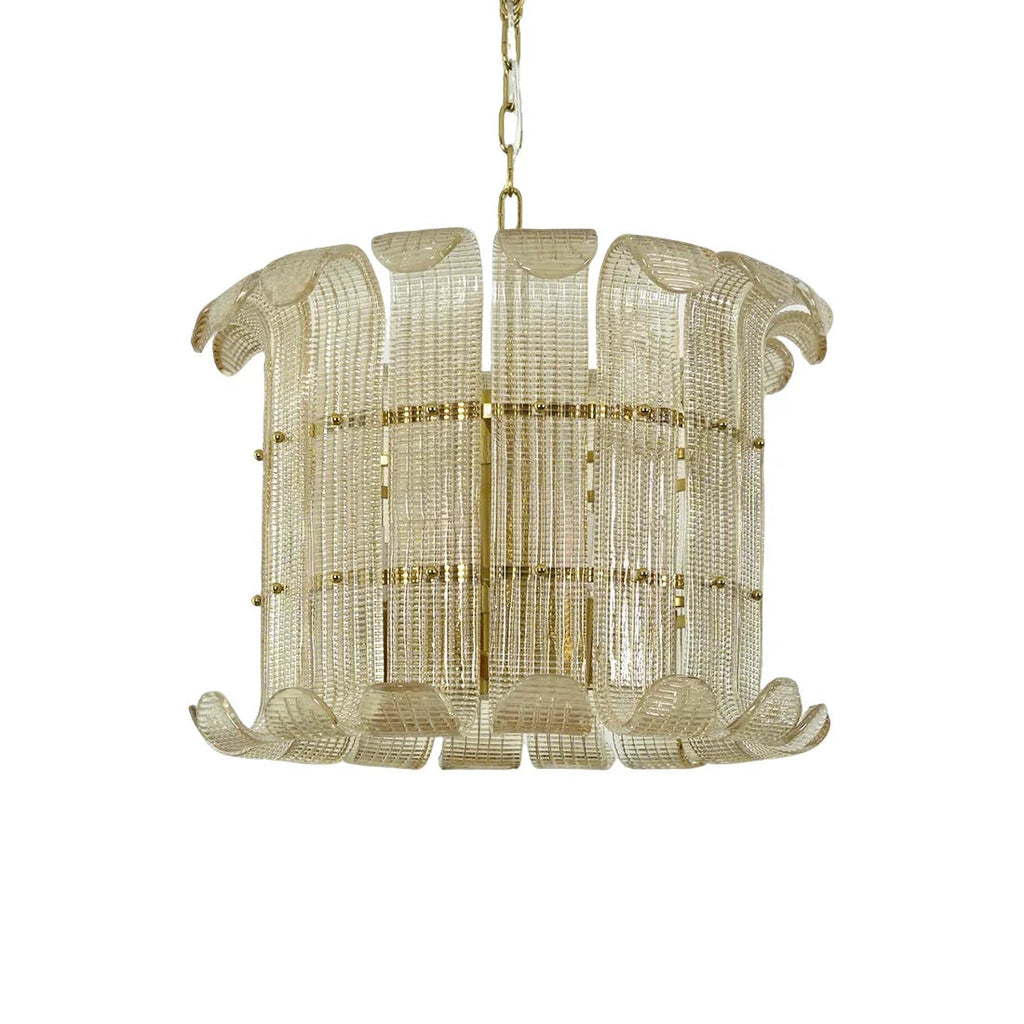 Curved Glass Slat Drum Chandelier | wildoxy