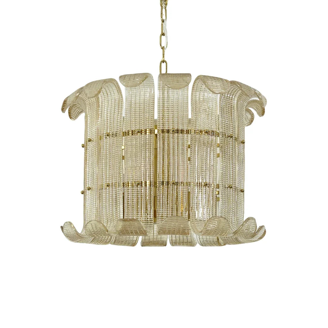 Curved Glass Slat Drum Chandelier | wildoxy