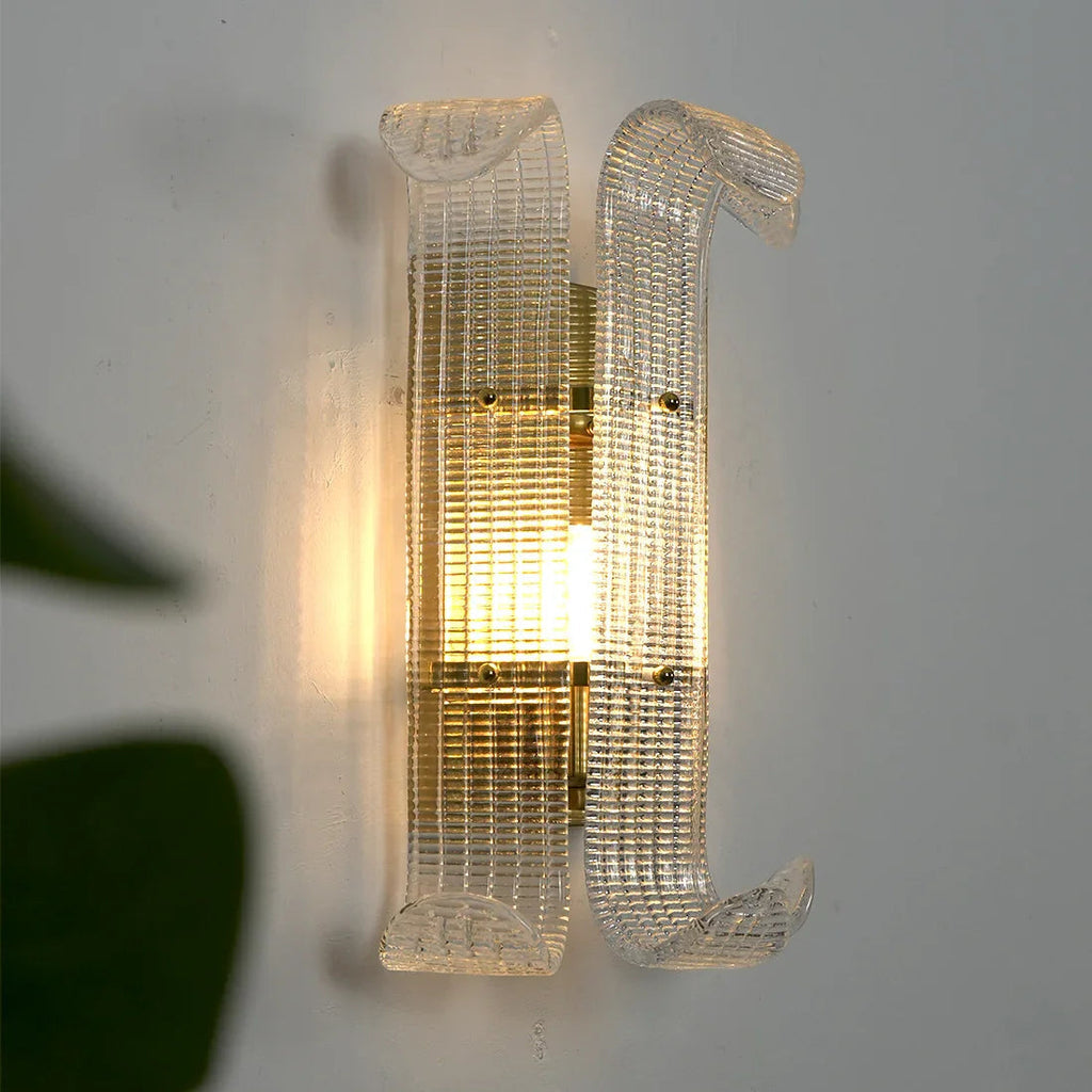 Curved Glass Slat Drum Wall Lamp | wildoxy
