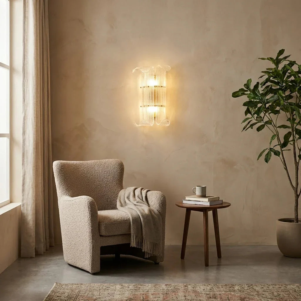 Curved Glass Slat Drum Wall Lamp | wildoxy