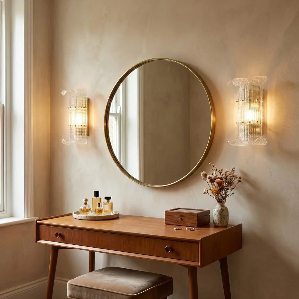 Curved Glass Slat Drum Wall Lamp | wildoxy