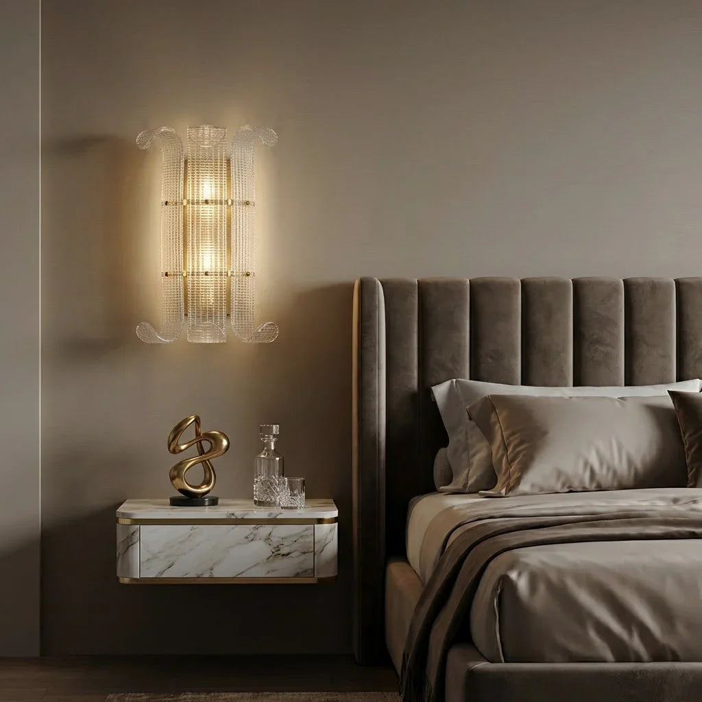 Curved Glass Slat Drum Wall Lamp | wildoxy