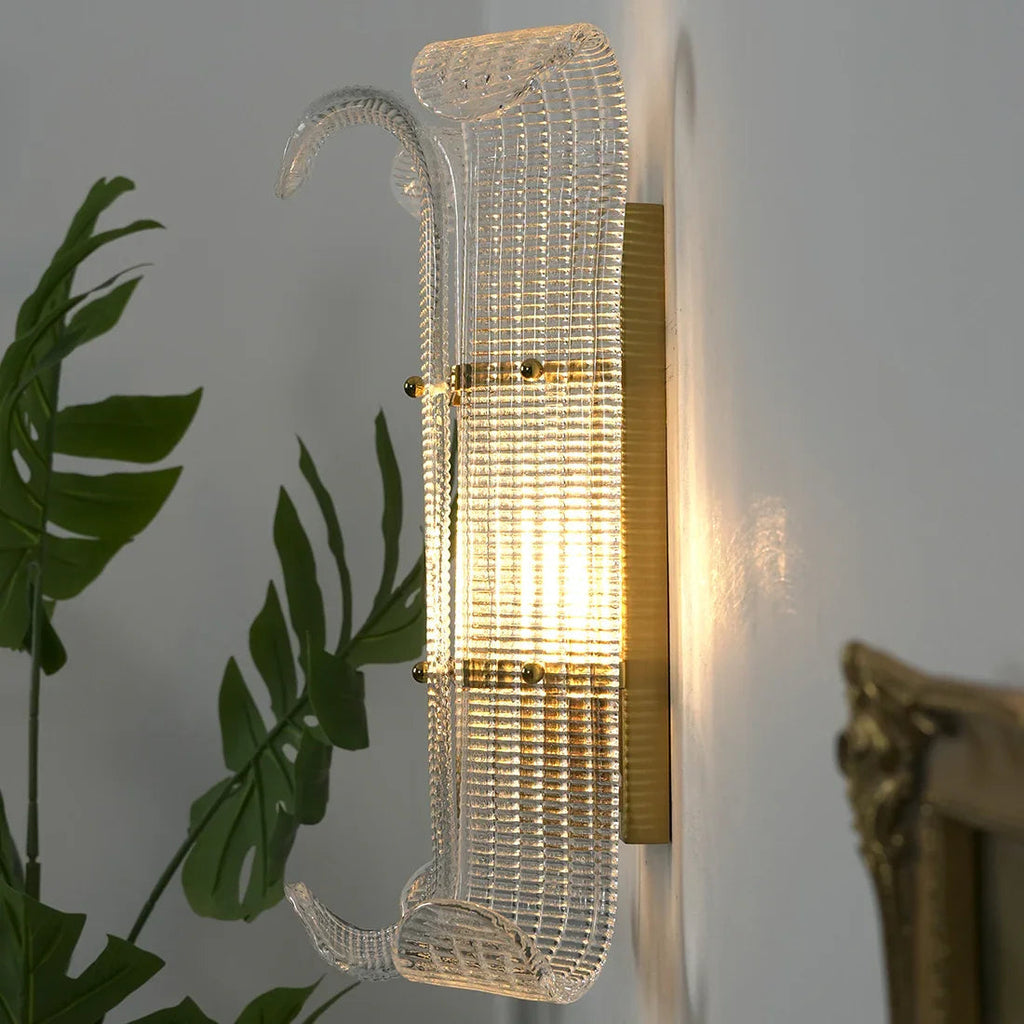 Curved Glass Slat Drum Wall Lamp | wildoxy