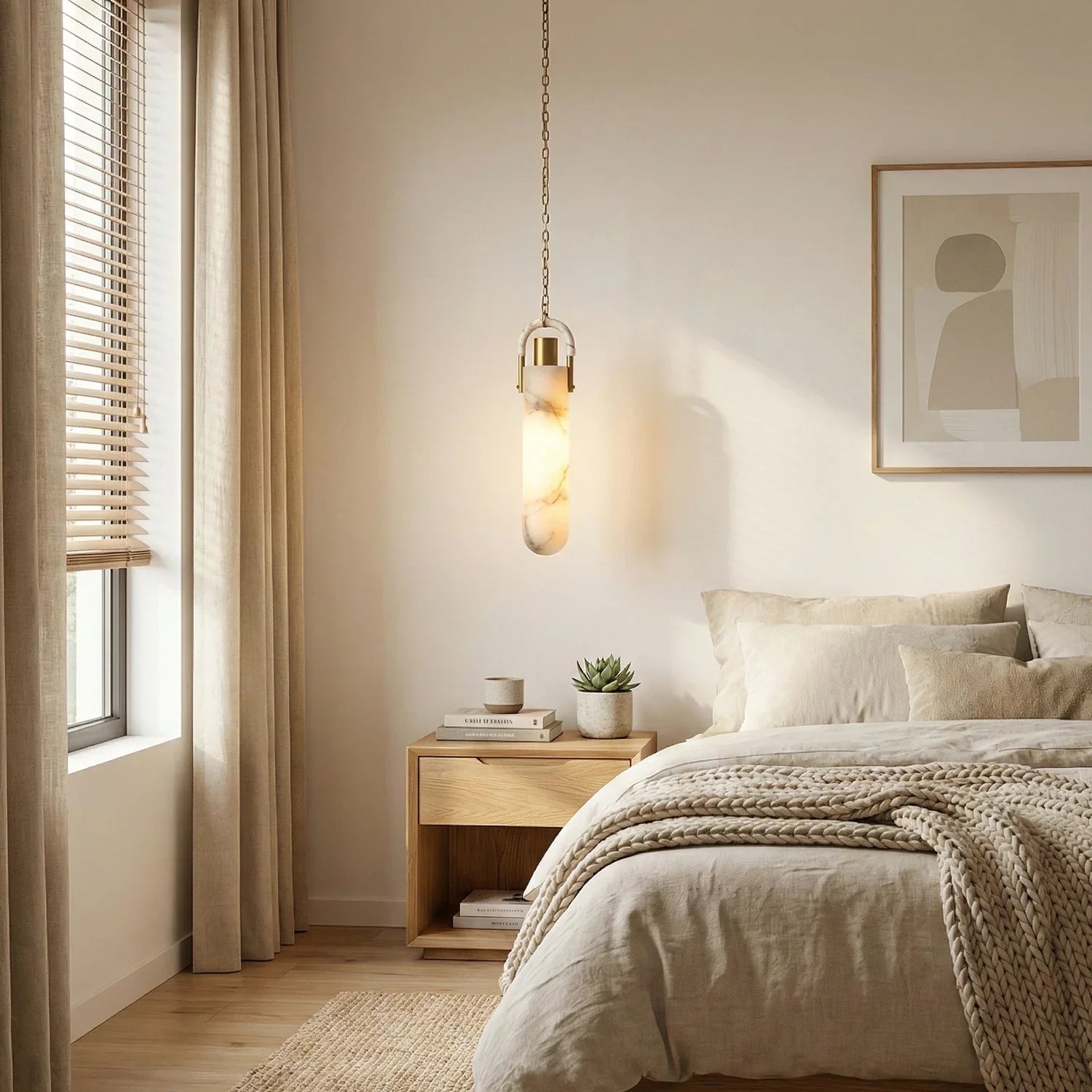 Cylindrical Alabaster Draped Chain Chandelier | wildoxy