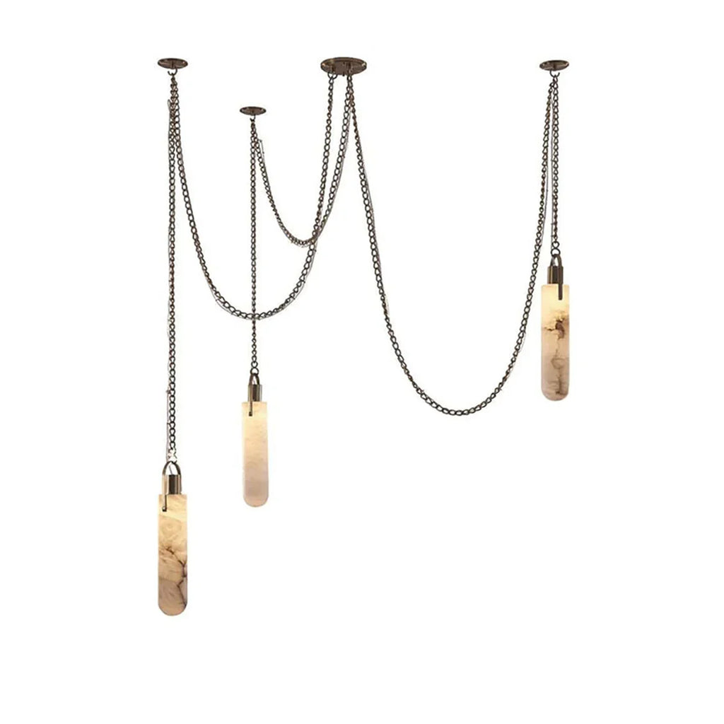 Cylindrical Alabaster Draped Chain Chandelier | wildoxy