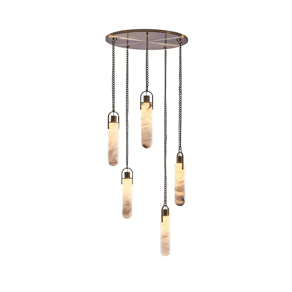 Cylindrical Alabaster Draped Chain Chandelier | wildoxy