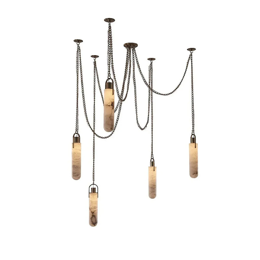 Cylindrical Alabaster Draped Chain Chandelier | wildoxy